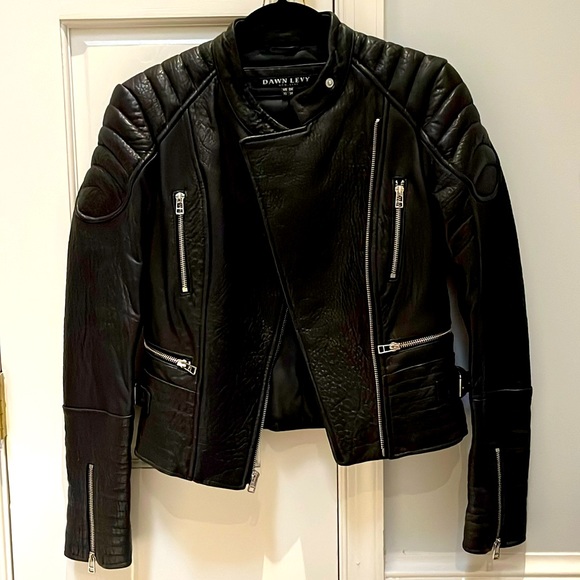 Beautiful buttery soft Dawn Levy black leather moto jacket with tons of details - Picture 1 of 4
